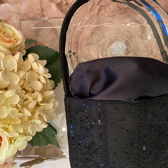 👛ANN TAYLOR👛 Sweet Black Sparkling Satin Sequined💎Handbag - Picture 12 of 15